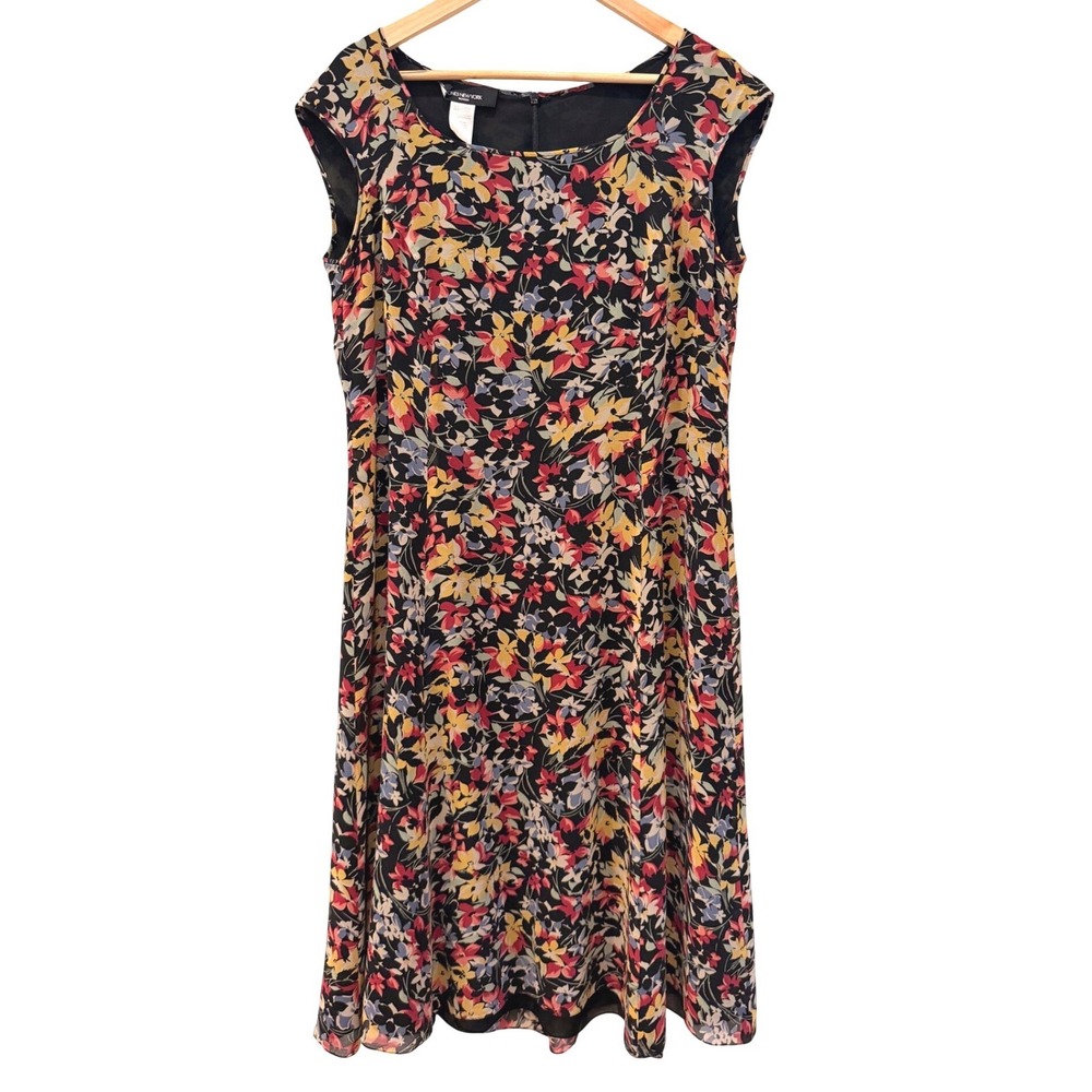 Jones New York Woman Silk Floral Dress Size 16W Feminine Garden Romantic Chic
